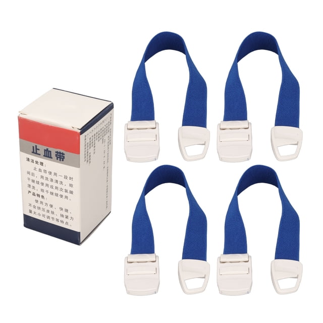 Torniquete elástico con hebilla de 4 piezas, ajustable, para emergencias médicas, para extracción de sangre, color azul