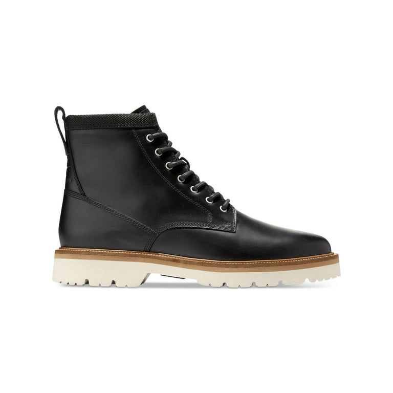 COLE HAAN Mens Black Pull Tab Waterproof Cushioned American Classics Round Toe Block Heel Lace Up Leather Boots Shoes 8.5 M