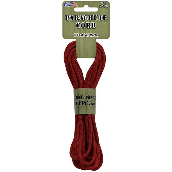 Pepperell Parachute Cord 550 Nylon 16ft Red