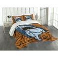 thumbnail image 3 of Ambesonne Shark Quilted Bedspread Set 3 Pcs, Wild Fish Wooden Plank, Queen Size, Ginger Dark Blue, 3 of 5