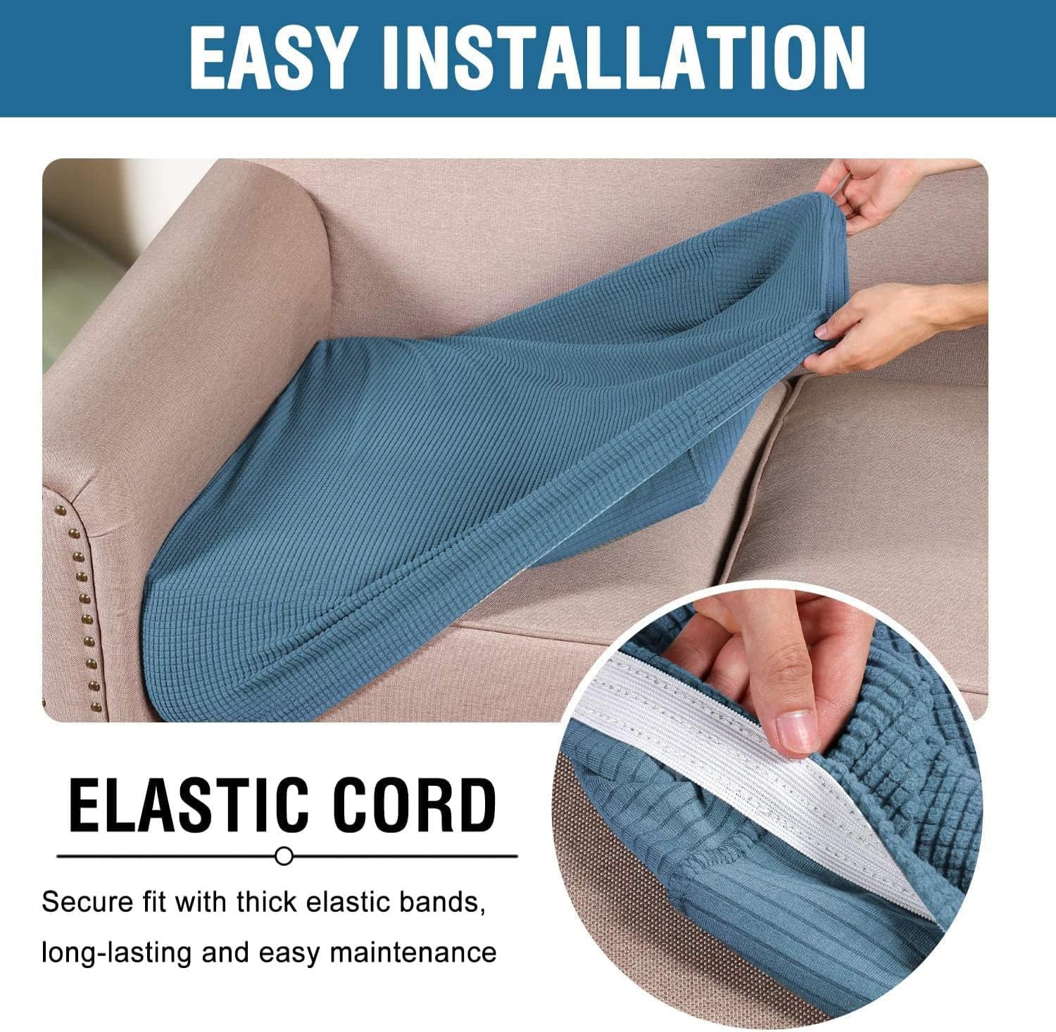 SEase 3 Piece  Sofa Covers  Stretch Individual Seat  Couch cushion covers Slipcover Sets Thick Jacquard Textured Twill Fabric