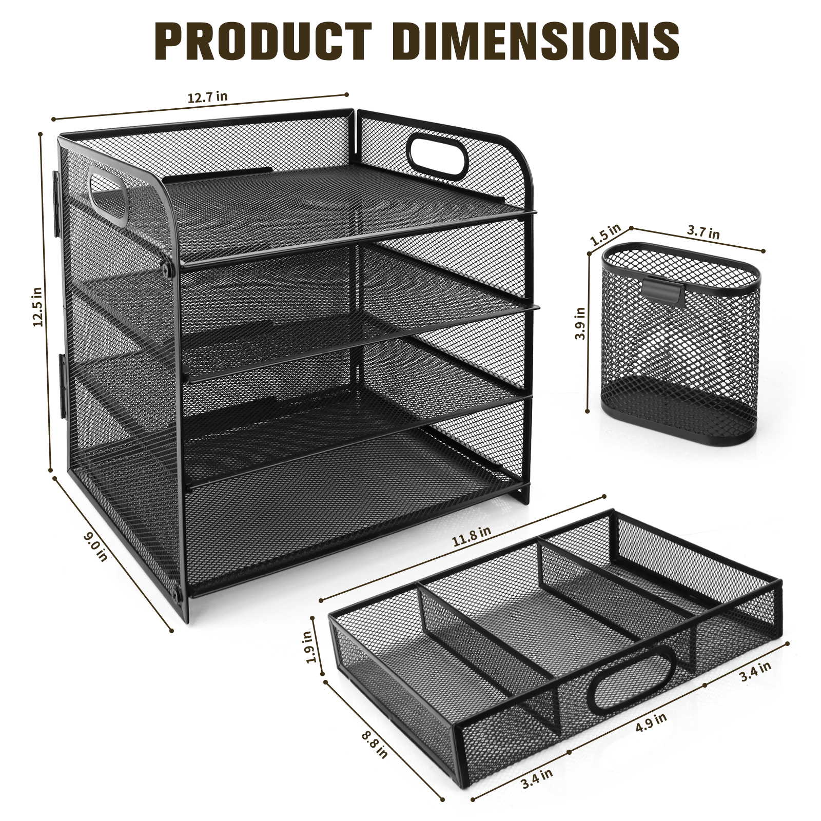 PHANCIR 4-Tier Metal Desk Organizer with Drawer & Pen Holders photo 6