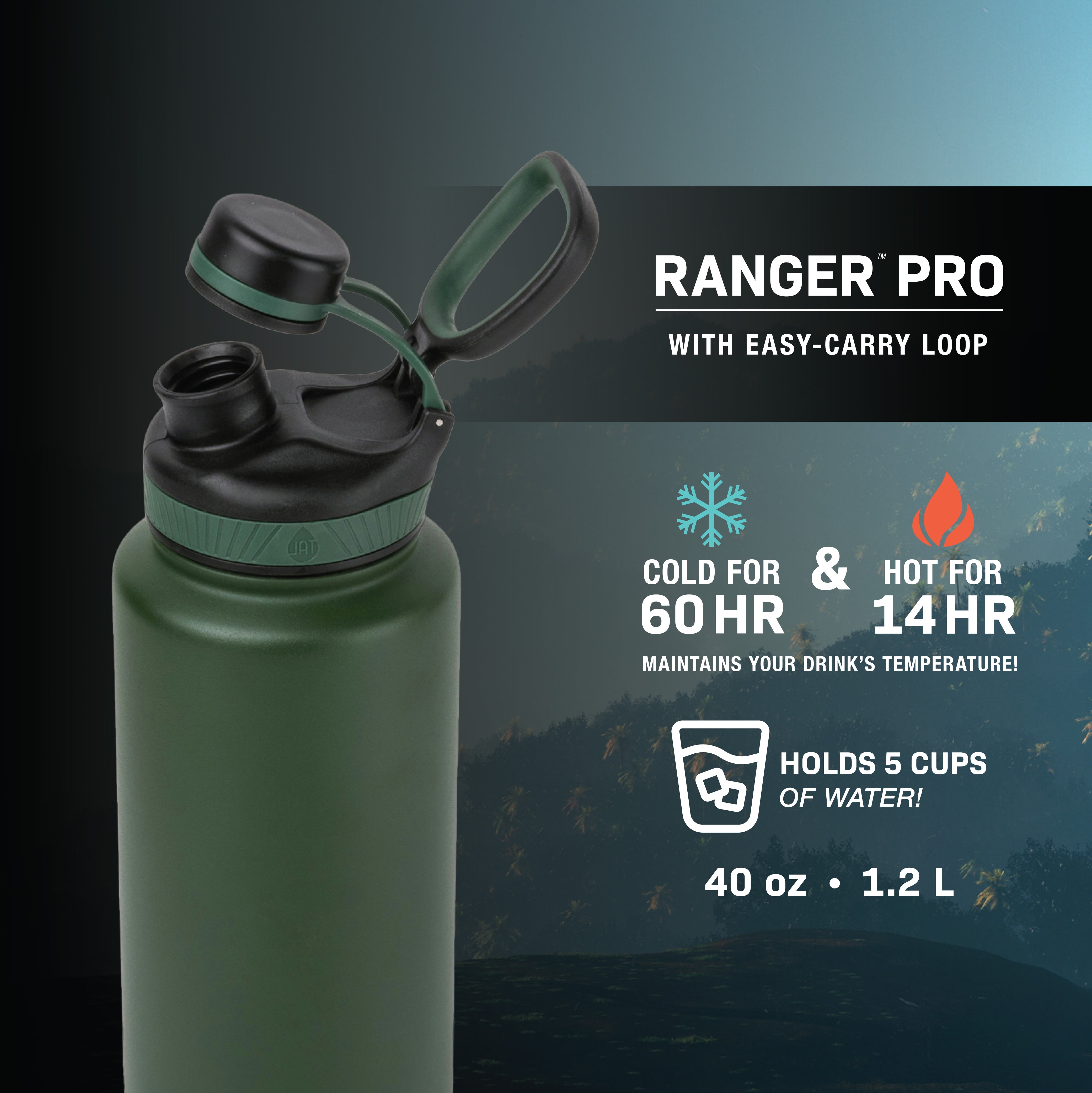  MUHU TAL Ranger 64 oz Black Solid Print Stainless Steel Water  Bottle with Wide Mouth Lid (Coral) : Sports & Outdoors