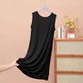 thumbnail image 3 of Oksale Mid Length Nightgown for Women Trendy Pleated Front Sleep Shirt Sleeveless Night Gown Soft Loose Fit Pajama Dress Solid Color Sleepwear Black XXXL, 3 of 7