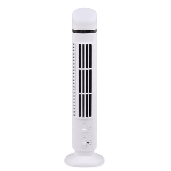 WESIEVYA Tower Style USB Desk Fan White with Oscillating Airflow and Light