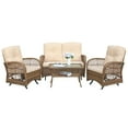 thumbnail image 6 of Meetwarm 4 Stainless Steel All-weather Outdoor Conversation Sets with Chairs and Table, Brown/Beige, 6 of 7