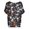thumbnail image 4 of Graphic Tees for Women T-Shirts Women's Oversized T-Shirt with Batwing Sleeves Short Sleeve Tops Blue S, 4 of 4