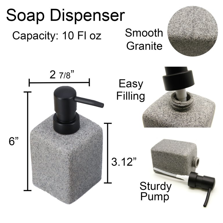 Rectangular Grey Granite Soap Dish Cup Dispenser