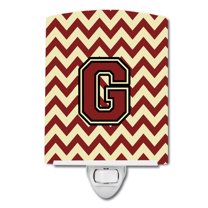 Caroline's Treasures CJ1061-GCNL Letter G Chevron Maroon and Gold Ceramic Night Light, 6x4x3", multicolor
