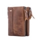 thumbnail image 3 of Cartera de cuero real de los hombres Corto Moda Co en Monedero Cr Azy Ho Rse Piel de vaca Doble Cremallera Cartera, 3 of 7