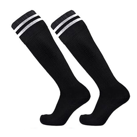 Puliio Knee High Socks for Women Black White Stripe Ribbed Stretchy Sports School Casual Socks