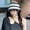 D-259CHT beige striped bucket straw hat, variant on Big Head Wai Bucket Fisherman Hat Women's M-Mark Face Shield Sun Protection Hat UV Protection Beach Outdoor Sun Cool Hat