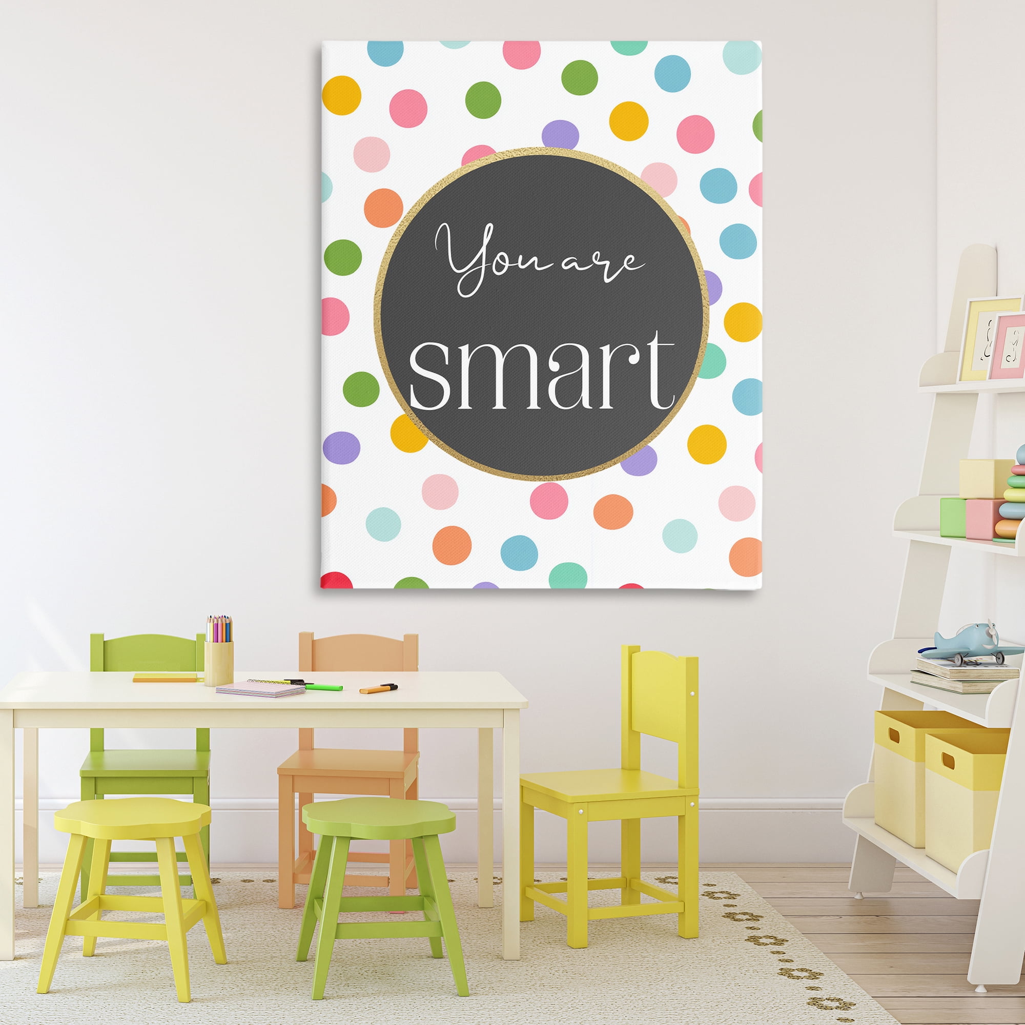 Stupell Industries You Are Smart Polka Dots Canvas Wall Art, design by Christine Simpson Art