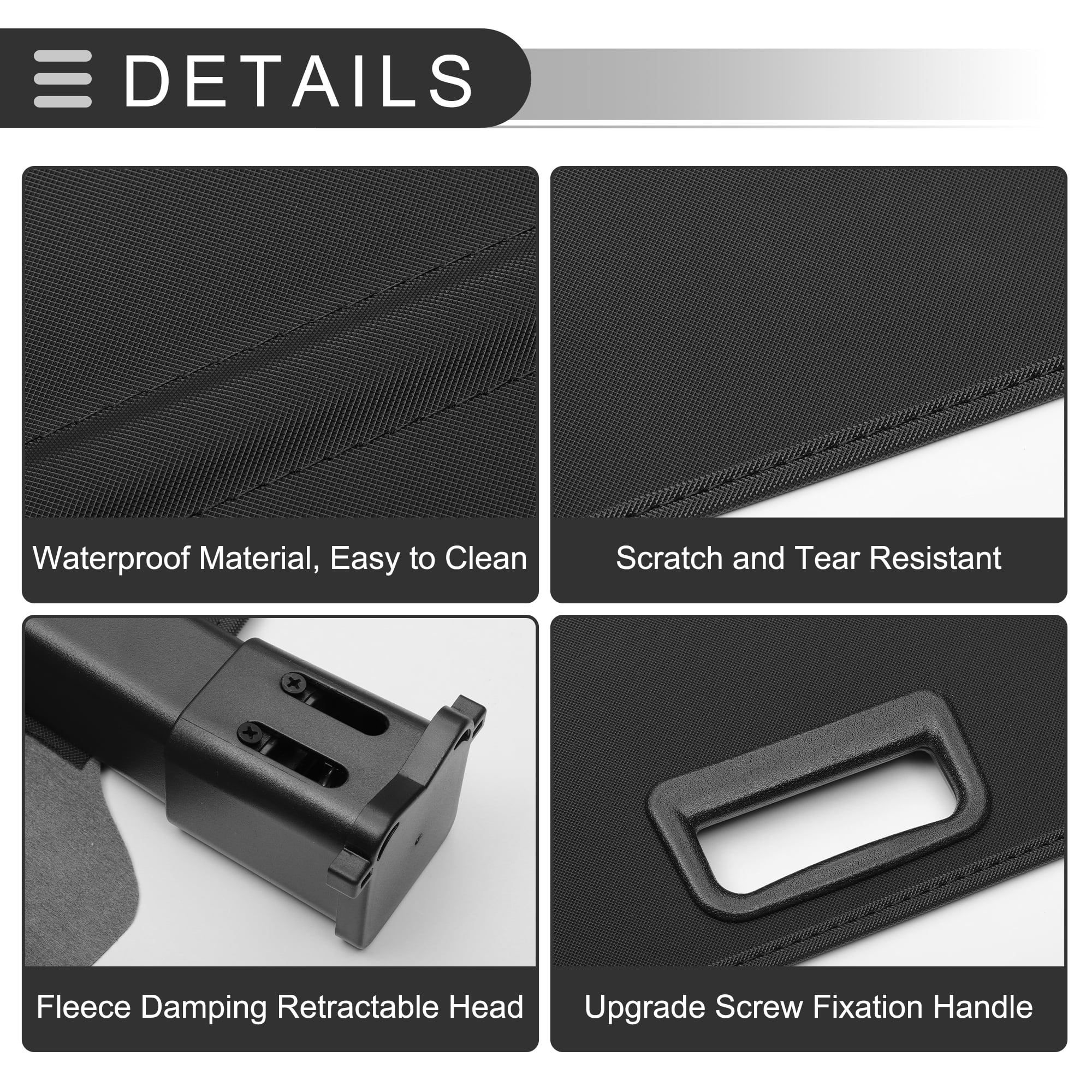 Unique Bargains Retractable Cargo Cover Gloss Black for Volvo XC60 2018-2024