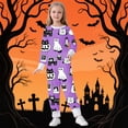 thumbnail image 2 of Tisuna Kids Halloween Pajamas Set For Girls Comfort Fit Cartoon Print Long Sleeve Crewneck Tops And Pants Sleepwear Toddler And Teens Children Everyday Sleep Wear Set Size 7-8 Years Purple, 2 of 5