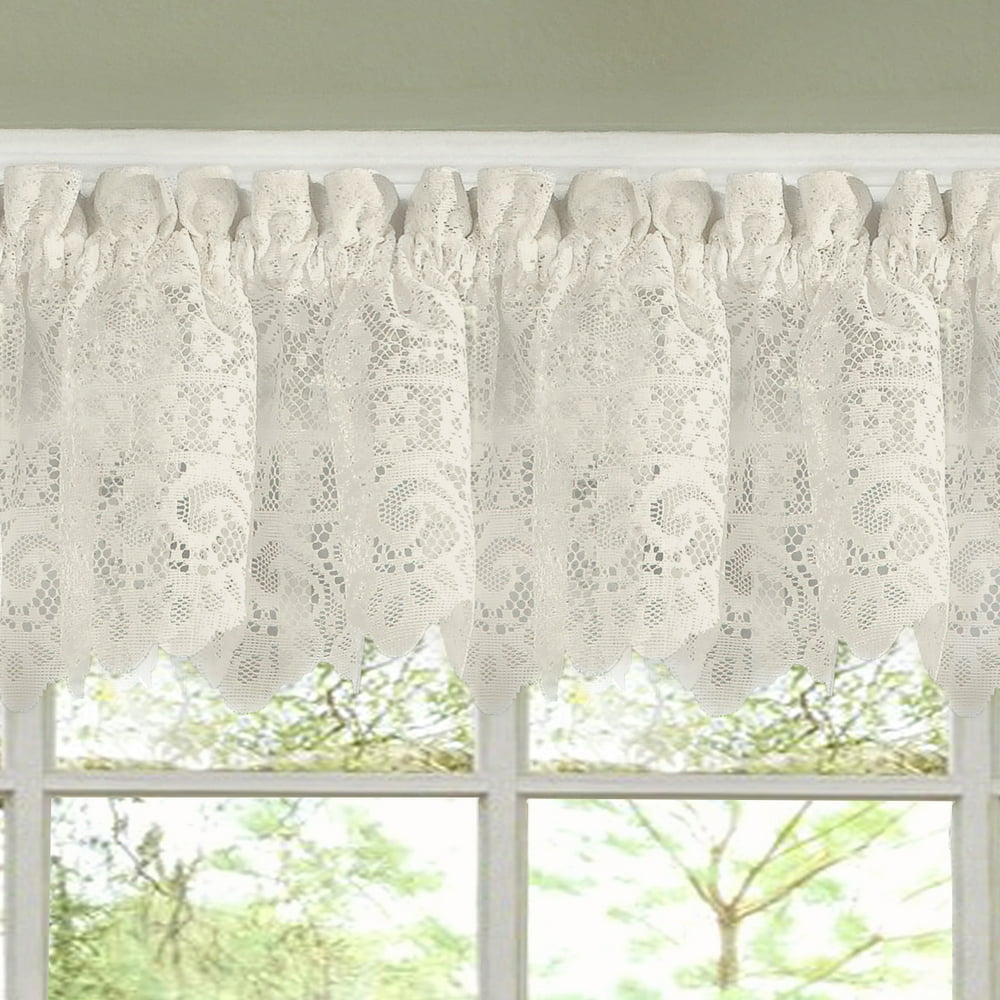 Hopewell Heavy Floral Lace Kitchen Curtain Valance