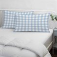 thumbnail image 3 of Light Blue Plaid Pillow Covers, Linen Long Throw Pillow Case, Modern Minimalist Country Holiday Pillow Protector Decorative Cushion Cover for Living Room/Bedroom 12" x 20", 3 of 8