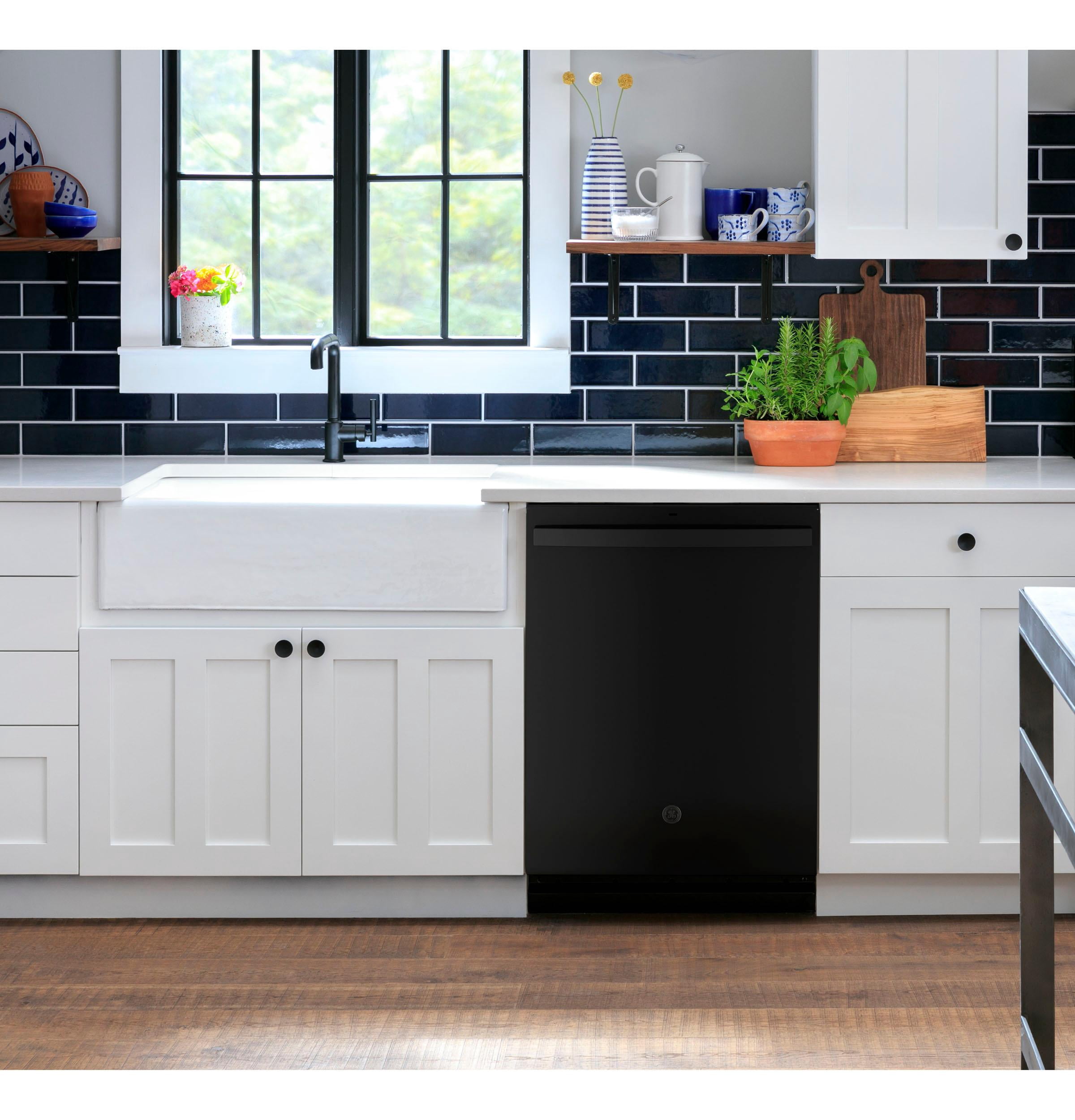 GE Top Control with Plastic Interior Dishwasher Sanitize Cycle & Dry Boost - GDT630PGRBB