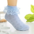 thumbnail image 5 of Rohuuque Girls Socks for Dancing : Solid Color Lace Cotton Breathable Princess Thin Socks 6 Years Blue, 5 of 5