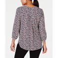 thumbnail image 2 of JM Collection Women's Printed Pleated Back Top Black Size Petite S, 2 of 5