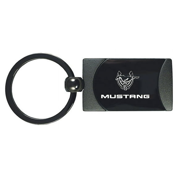 Ford Mustang 45th Anniversary Two-Tone Rectangular Key Chain (Gun Metal)
