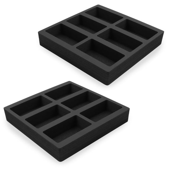 Polar Whale 2 Tea Bag Storage Deluxe Organizers Tray Drawer Bin Insert for Kitchen Home Office Condiments Packets Waterproof Washable Black Foam 6 Compartment 12.5 X 12.5 Inches