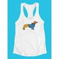 thumbnail image 3 of Dachshund With Clothing Racerback Tank Women -SPIdeals Designs, Female x-Small, 3 of 4
