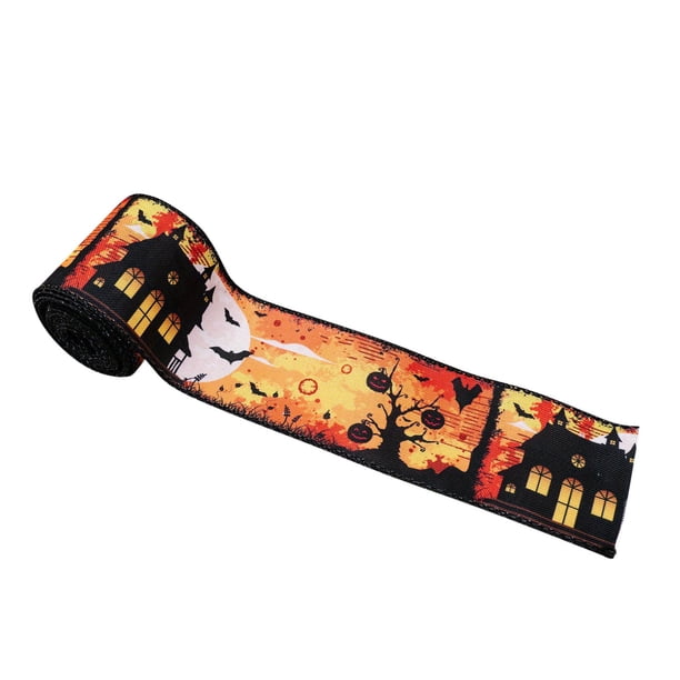 Placeres De Halloween: Cinta De Poliéster Con Adornos De Calabazas Y Arañas. Ideal Para Adornos De Fiesta. Genial Para Manualidades Diy. Bonito Para Decorar Bolsas De Golosinas.
