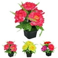 thumbnail image 2 of Coofit Potted Plant Realistic Desktop Artificial Peony Fake Flower for Home Office, 2 of 6