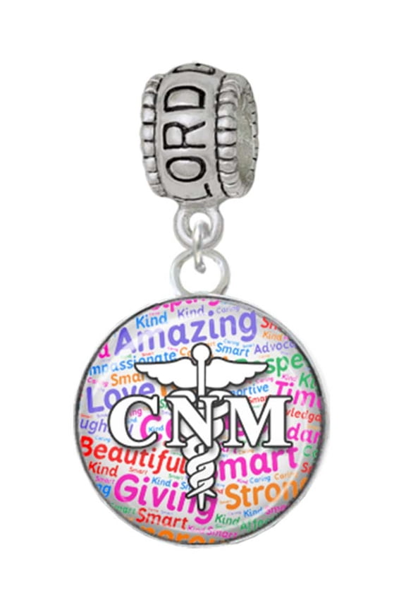Silvertone Domed Multi Color CNM Lord Guide Me Charm Bead