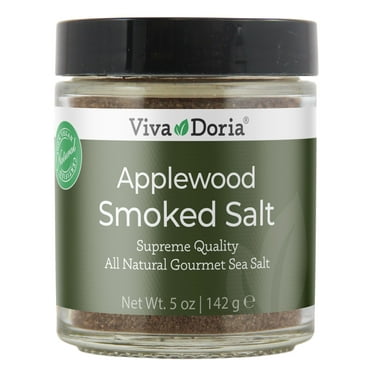 Viva Doria Applewood Smoked Sea Salt - Fine Grain, 5 Oz Glass Jar