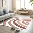 thumbnail image 3 of Pink Brown Rainbow Stripes Area Rug, Geometric Bohemian Medieval Lines Living Room Rugs, With Anti-Slip Easy Clean Carpet For Living Room Bedroom Kitchen Dining Room Home Office, 3 of 7