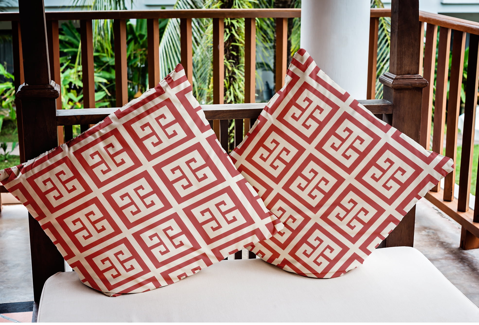 Simply Daisy 16" x 16" Greek Key Patterned Nautical Indoor/Outdoor Throw Pillow