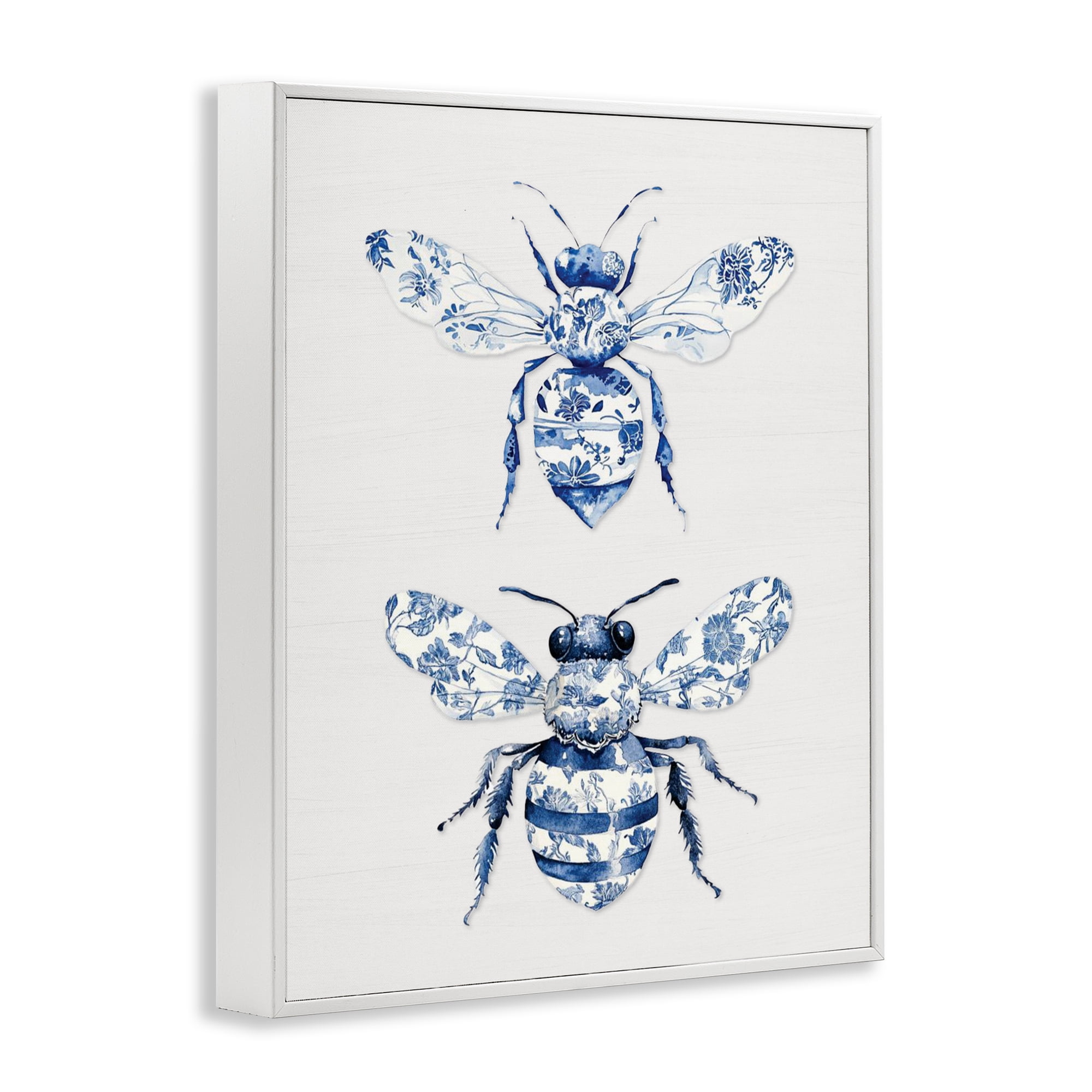 Toile Patterned Bees White Framed Giclee Art, design by Lettered and Lined