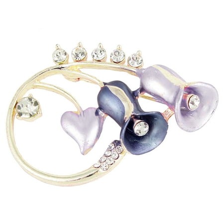- Unique Bargains Wedding Rhinestones Decor Calla Flower Brooch Breast Pin Light Purple