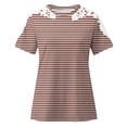 thumbnail image 5 of Camisas de Manga Corta para las Mujeres Impresión Cuello Redondo Suéter Encaje Camisa, Blusa de Verano Casual para las Mujeres, 5 of 5