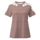thumbnail image 3 of Camisas de Manga Corta para las Mujeres Impresión Cuello Redondo Suéter Encaje Camisa, Blusa de Verano Casual para las Mujeres, 3 of 5