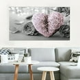 thumbnail image 4 of LAMIRO Pink Heart and Grey Flower Art Canvas Print Wall Hanging Picture Decor Frameless Pink Wall Decor, 4 of 7