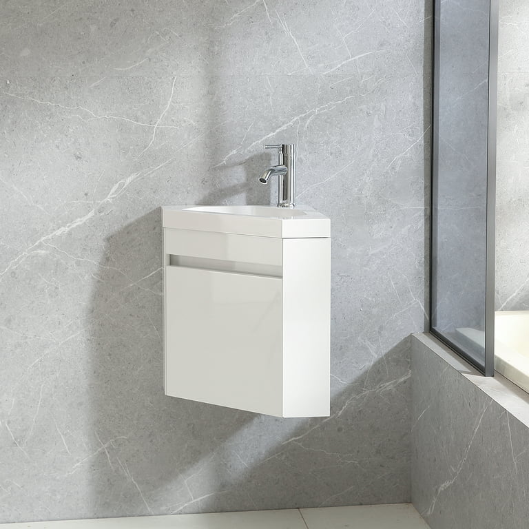 Corner Bathroom Vanity Sink Combo for Small Space Wall Mounted