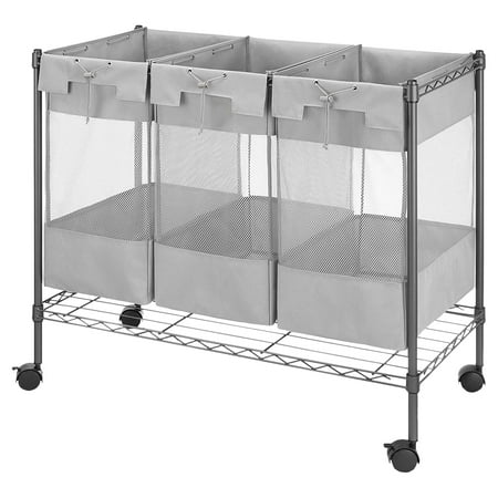 Whitmor 3 Bag Laundry Organizer Sorter Gray 18.75x36.625x32.25 Polyester Bag Steel Frame Adult