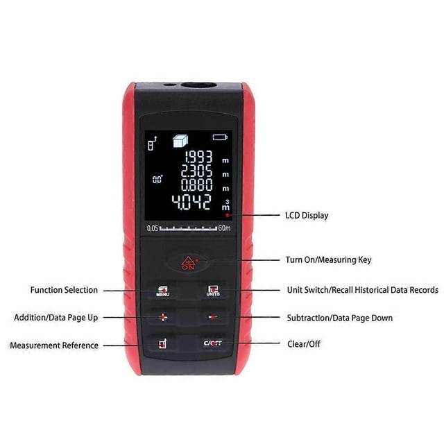 60m Portable Handheld Digital Laser Distance Meter Range Finder Area Volume Measurement with Angle Indication