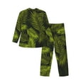 thumbnail image 2 of Kll Tropical Palm Leaves Fern Leaf Sleepwear Mens Flannel Pajamas,Long Cotton Pj Set, 2 of 9