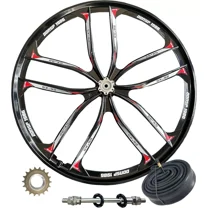 CDH 10 Spokes 26" Rear Bike Mag Wheel 135mm & 18T Flywheel & Bicycle Inner Tire Tube