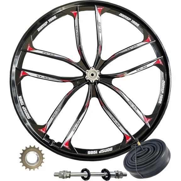 CDH 10 Spokes 26" Rear Bike Mag Wheel 135mm & 18T Flywheel & Bicycle Inner Tire Tube