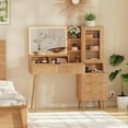 thumbnail image 2 of BeesClover Coiffeuse Moderne à Cannelures, avec Miroir Éclairé et Prise de Courant, Miroir HD de 24 Pouces, 5 Tiroirs et Tablette de Rangement pour Femmes et Filles, 2 of 7