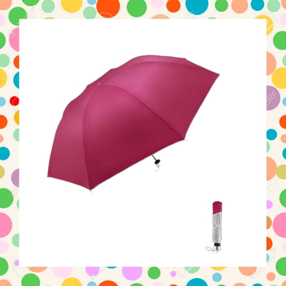 Maroon Compact Folding Lightweight Travel Umbrella - Portable Rain & UV Sun Protection - Wind & Waterproof - with Storage Sleeve