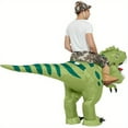 thumbnail image 5 of Inflatable Costume Dinosaur Riding Tyrannosaurus Rex Air Blowing Fun Party Halloween Adult Costume Multiple Colors And Sizes,Height 59"–74.8",light green, 5 of 7