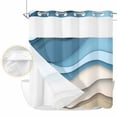 thumbnail image 2 of Blue Beige Ombre No Hook Shower Curtain Waterproof, Bathroom Curtains with Snap in Liners and See Through Top Window, Moire Art Geometric Abstract Modern Hotel Style Bathtub Curtains Shower 72"Wx78"L, 2 of 8