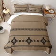 thumbnail image 2 of Castle Fairy Bohemian Tribal Aztec Twin Quilt Set 2 Pieces,Hippie Boho Twin Coverlet Set,Taupe Black,1 Bedspread and 1 Pillowcase, 2 of 7