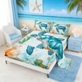 thumbnail image 2 of Manfei Vintage Watercolor Sea Turtle Queen Sheet Sets for Kids Boys and Girls, Coral Starfish Bed Set 4 Pieces, 1 Flat Sheet, 1 Fitted Sheet and 2 Pillowcases, 2 of 6